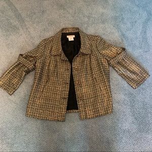 Vertigo Paris Gold Tweed Jacket with Black and White Accents
